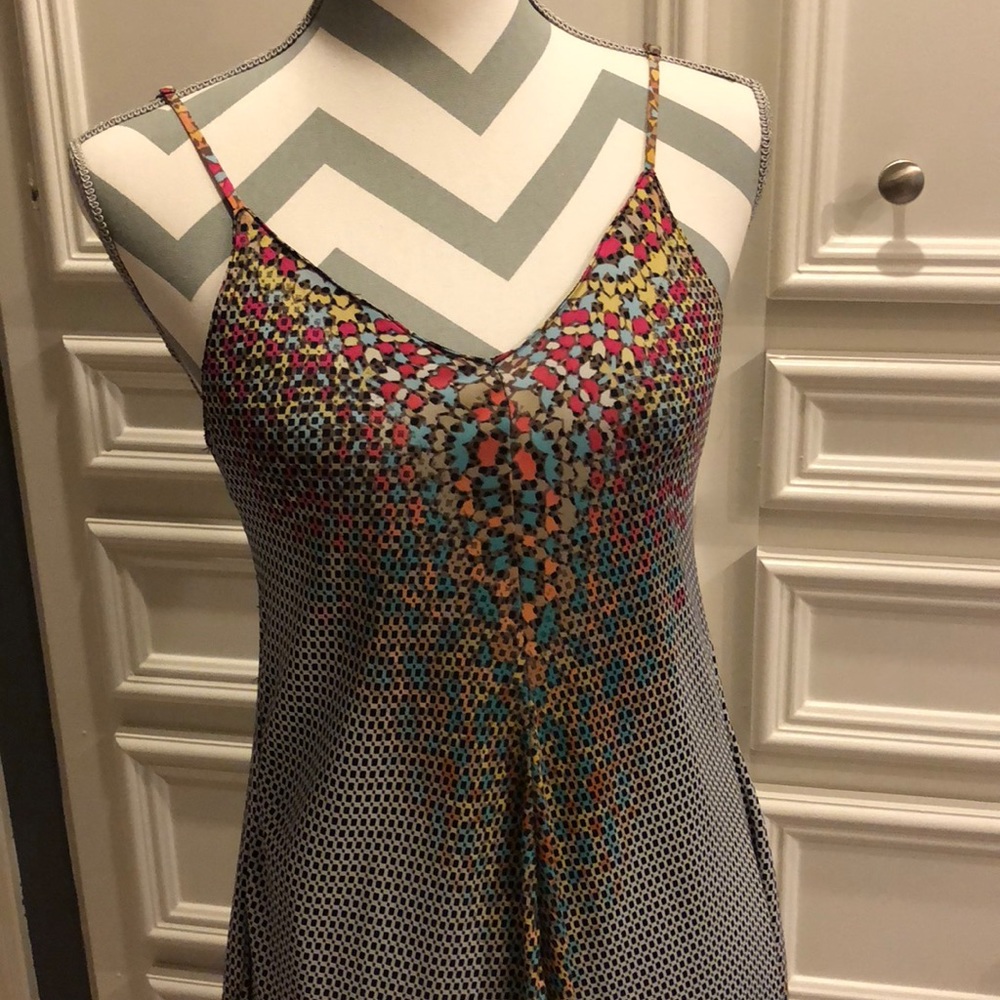 Charlie Jade Women's Geometric Print Lined Asymmetric Dress Size Small Petite SP